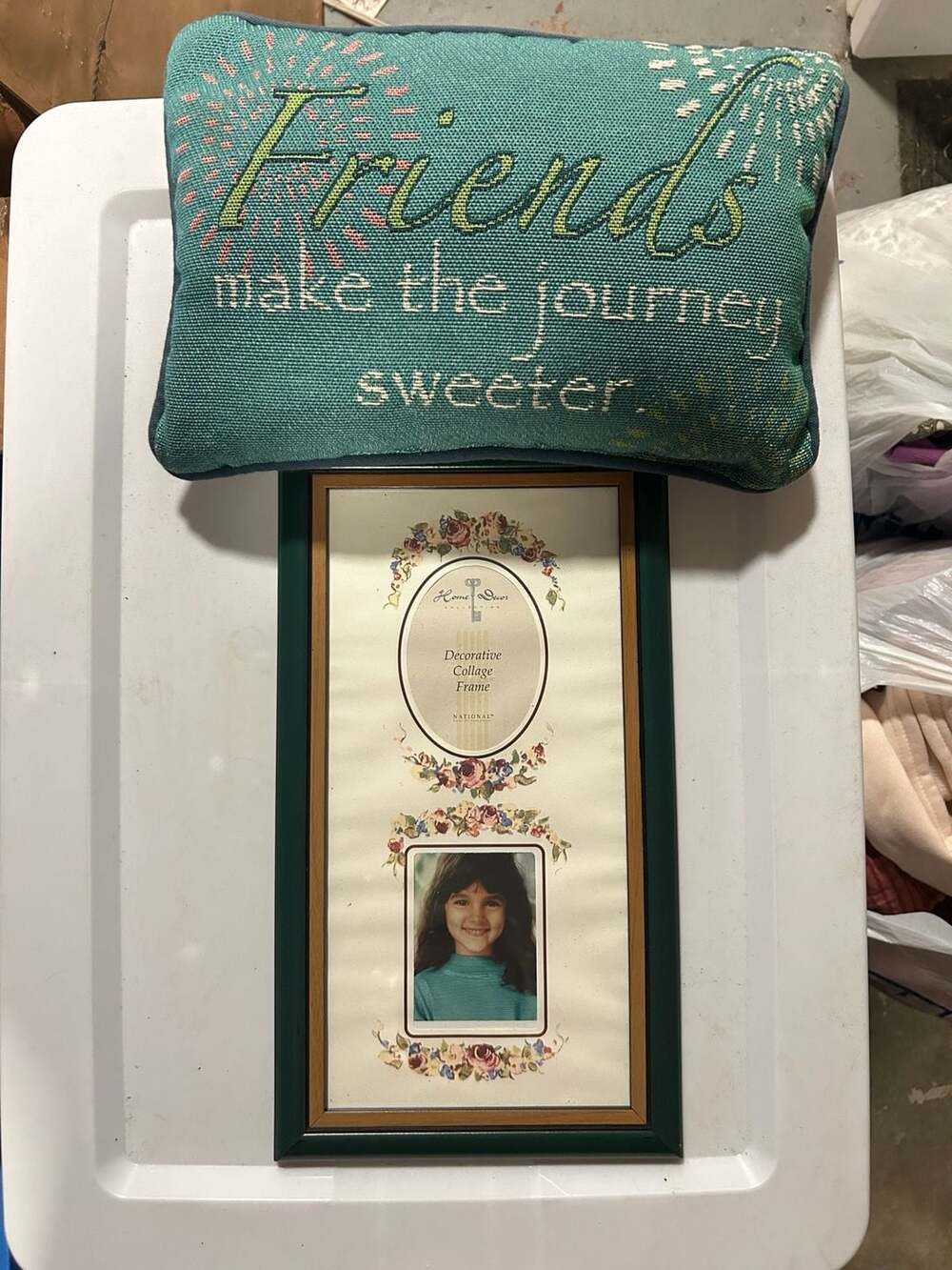 Vintage Decorative Collage Frame and Friends Tapestry Pillow Cottagecore